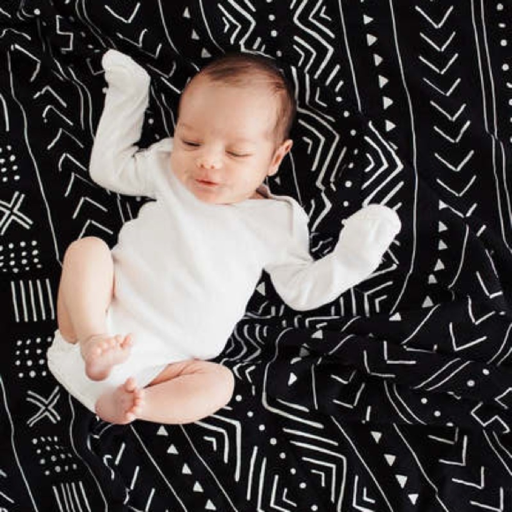 Loulou Lollipop Muslin Swaddle Black Mudcloth